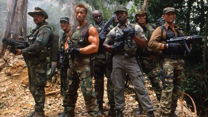 Arnol Schwarzenegger, Carl Weathers et Jesse Ventura dans le film <em>Predator</em>