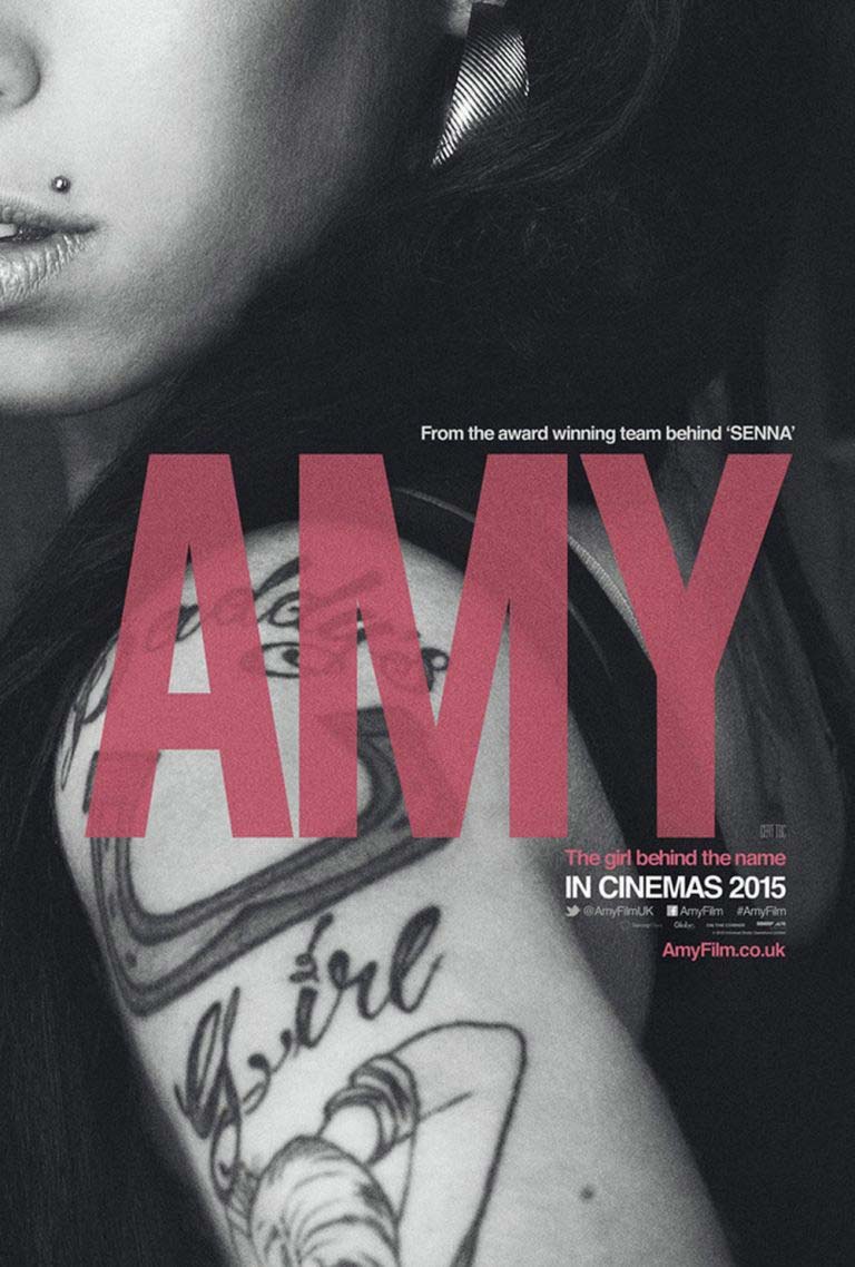 Affiche du documentaire <em>Amy</em> montrant le visage d'<em>Amy</em> Winehouse
